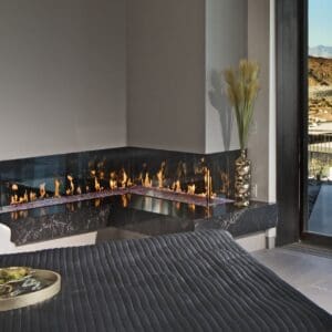 The DaVinci Collection “L” Configuration Linear Gas Fireplace
