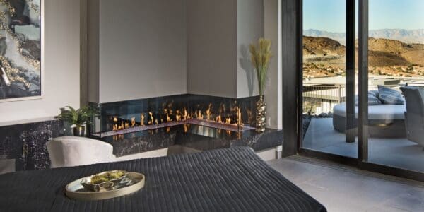 The DaVinci Collection “L” Configuration Linear Gas Fireplace