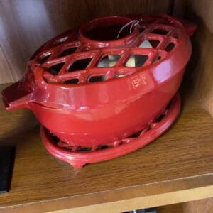 Lattice Glossy Red Steamer Pot